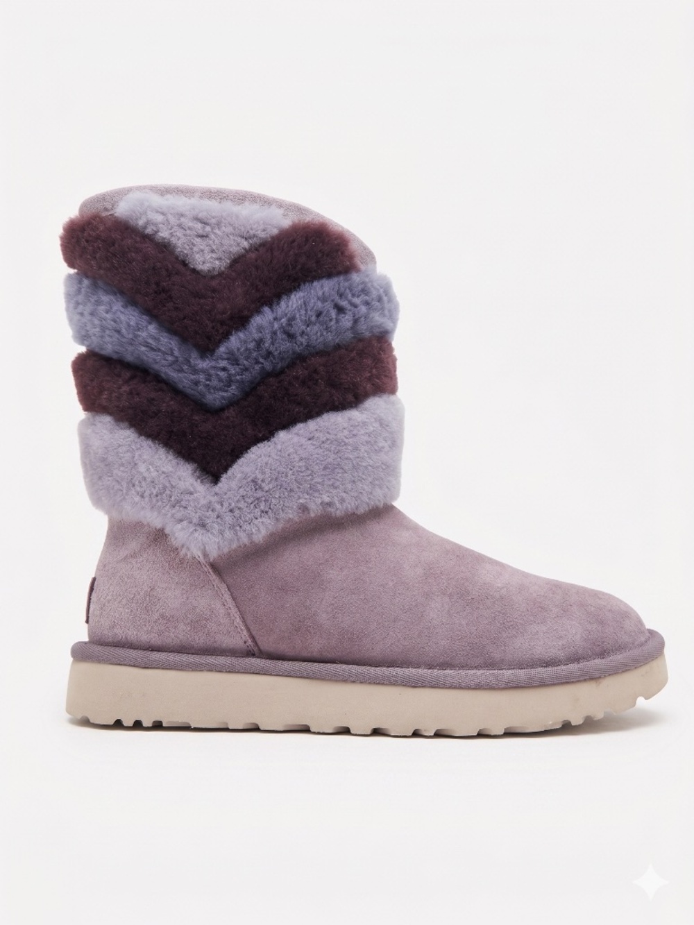 UGG Classic Short Chevron Fur Boots Women's Size 7 Purple Grey Suede 1012391